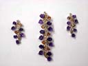 Costume jewelry supply factory wholesales Amber rhinestone  with amethyst cz gems on matching pendant and earring set