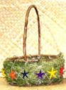 Nature designed basket with colored starfish and straw decor from online holiday gift accessory outlet importer