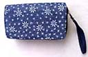 Snowflake design on blue cosmetic travel bag from ladies wholesale fashion boutique exporter