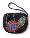 Designer fashion accessory manufacturer imports wholesale Classy blue, red and green flower design on black beaded hand purse collection 