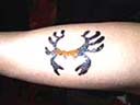 Crab shaped, black and orange fashion temporary tattoo from teen fashion art warehouse outlet wholesaler